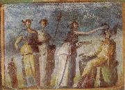 unknow artist Wall painting from Herculaneum showing in highly impres sionistic style the bringing of offerings to Dionysus Spain oil painting artist